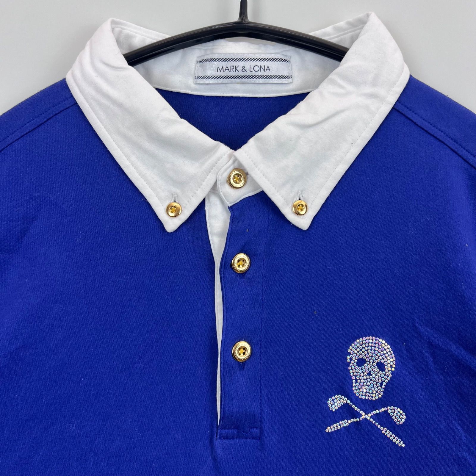 MARK&LONA rhinestone S/S polo shirt Skull L ML-16S-P32