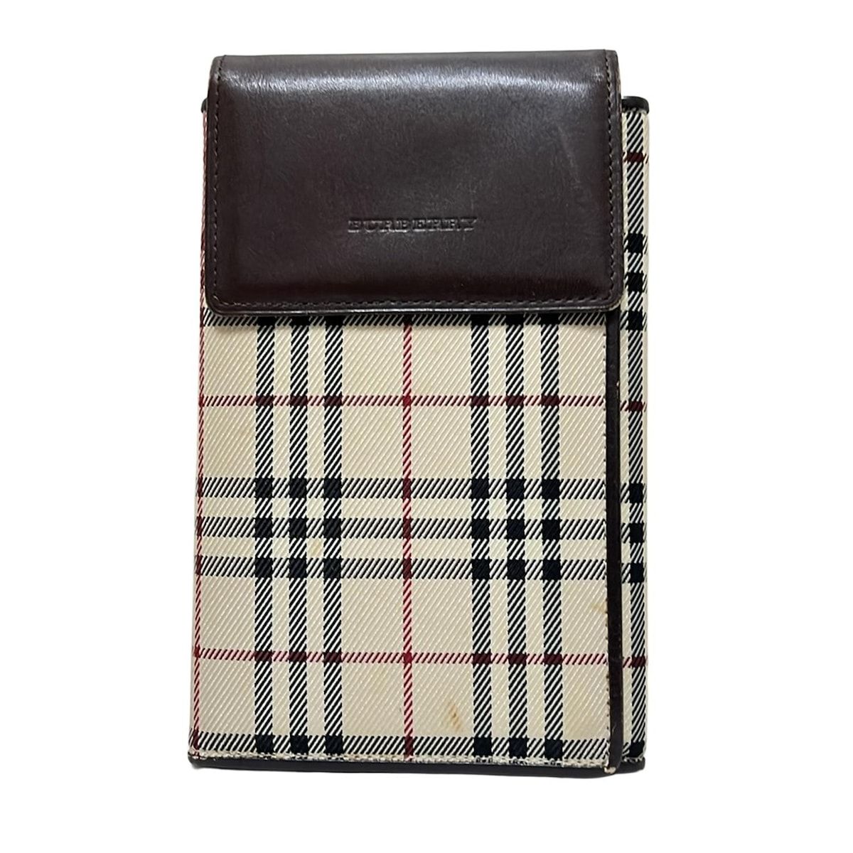 Burberry LONDON バーバリーロンドン 財布 - ベージュ×ダークブラウン×マルチ ショルダーウォレット|チェック柄 レザー
