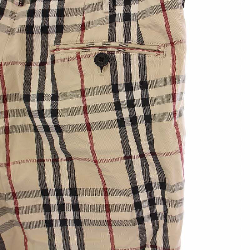 バーバリーブルーレーベル　クロップドパンツ　グレンチェックパンツ　7部丈　秋冬服 美品 バーバリー 7部丈 ノバチェック クロップド パンツ 刺繍
