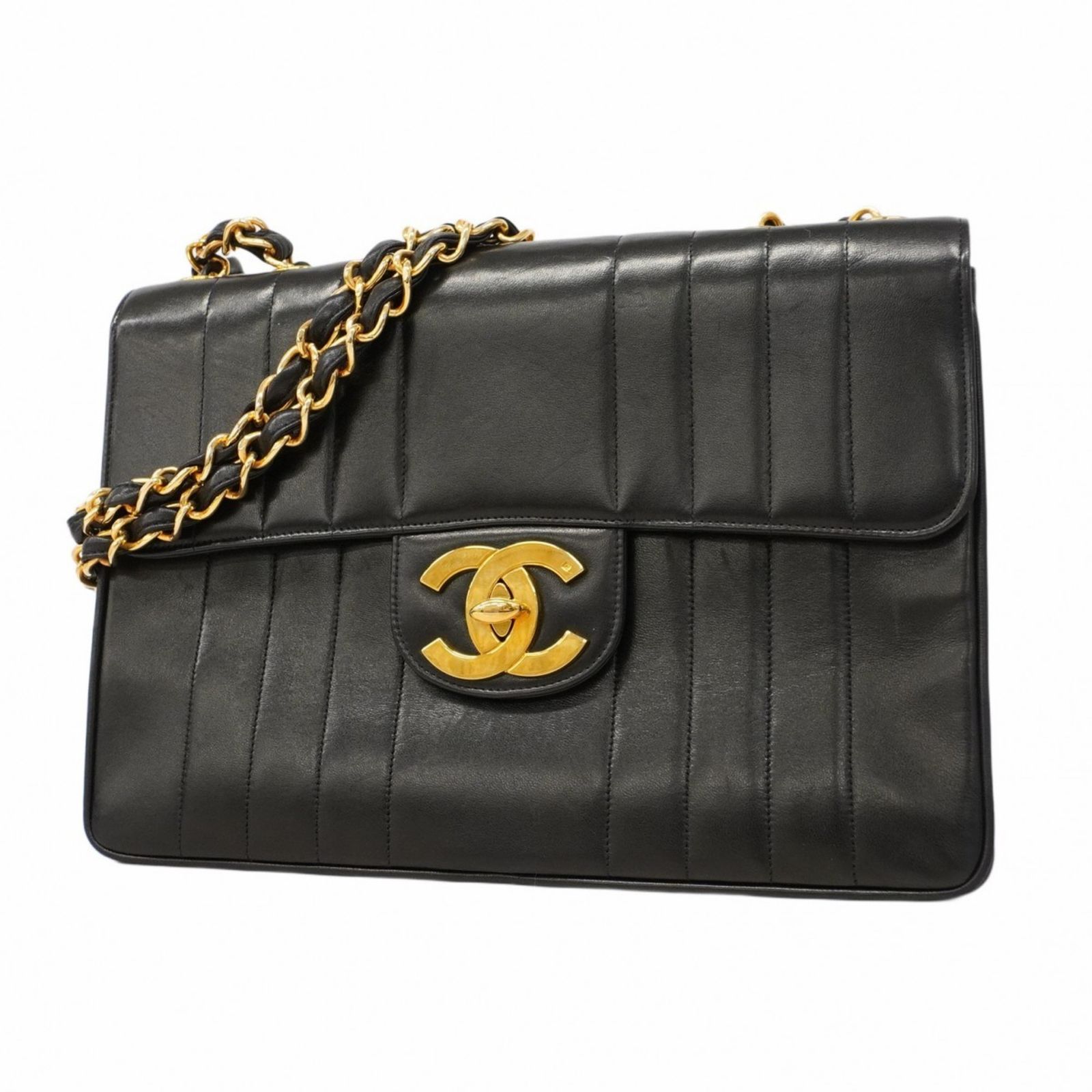 シャネル Chanel シャネル ショルダーバッグ マドモアゼル Wチェーン ラムスキン ブラック レディース