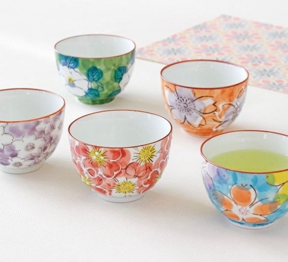 35％OFF》有田焼 色とりどり煎茶湯呑 5柄組 ○1790268H