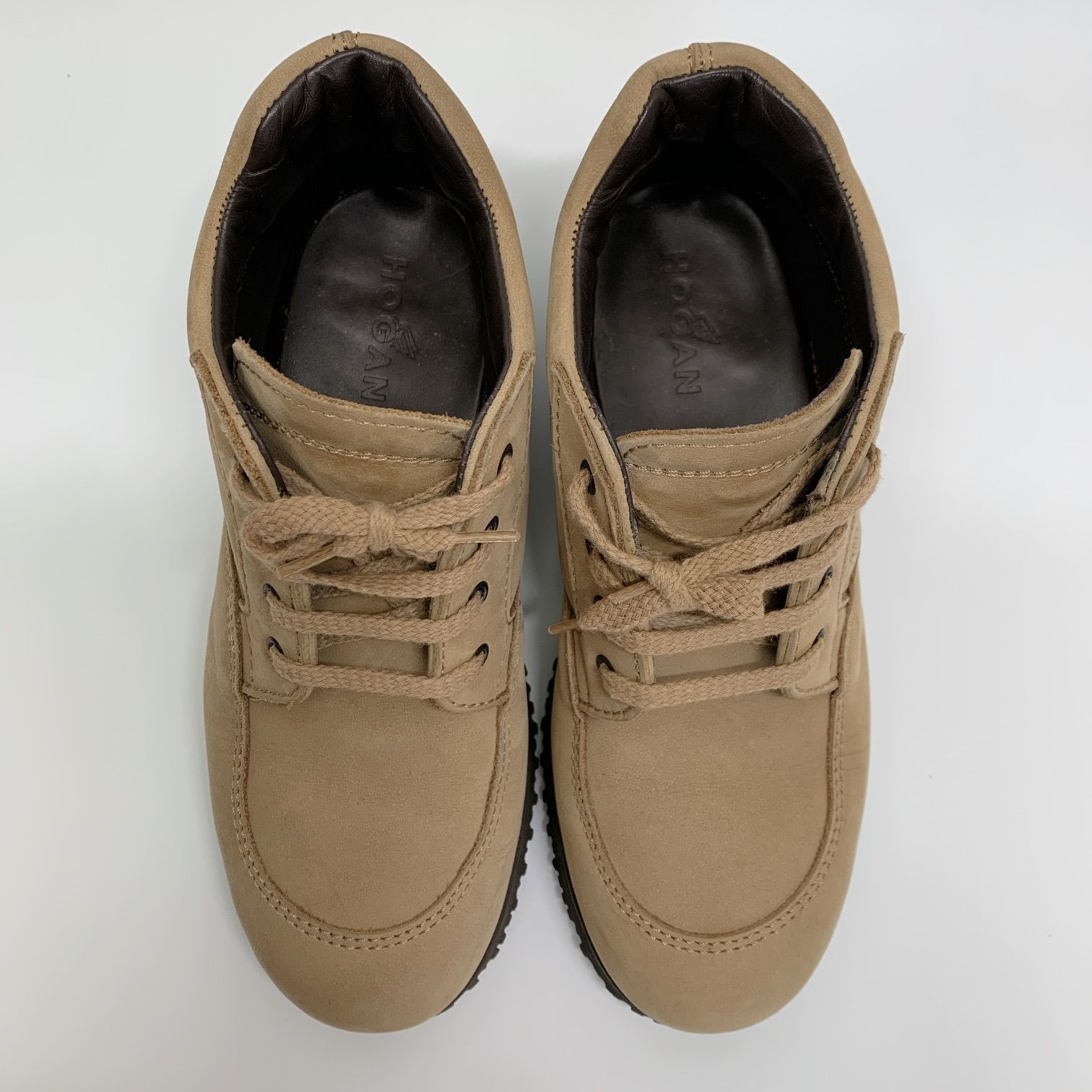  ◯ HOGAN kids ホーガン キッズ スエード スニーカー ブーツ 34 21.5 22 相当 ベージュ ブラウン スニーカー キッズシューズ