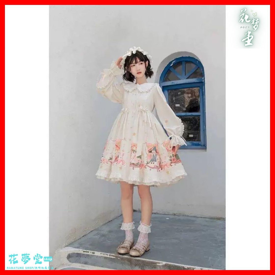 シンプルロリータワンピース帽子付きお出かけコーデ♪