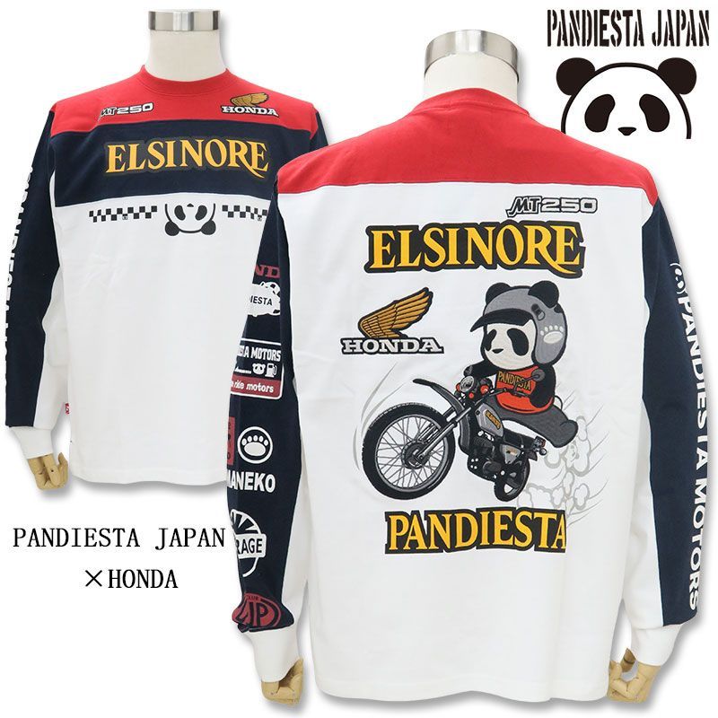 パンディエスタ 長袖Tシャツ HONDAホンダコラボ 533505 白/赤 000  XL XXL パンダ PANDIESTA