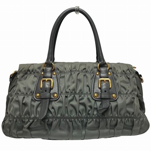 プラダ PRADA BN1407 2way ギャザー グレー バッグ ハンドバッグ