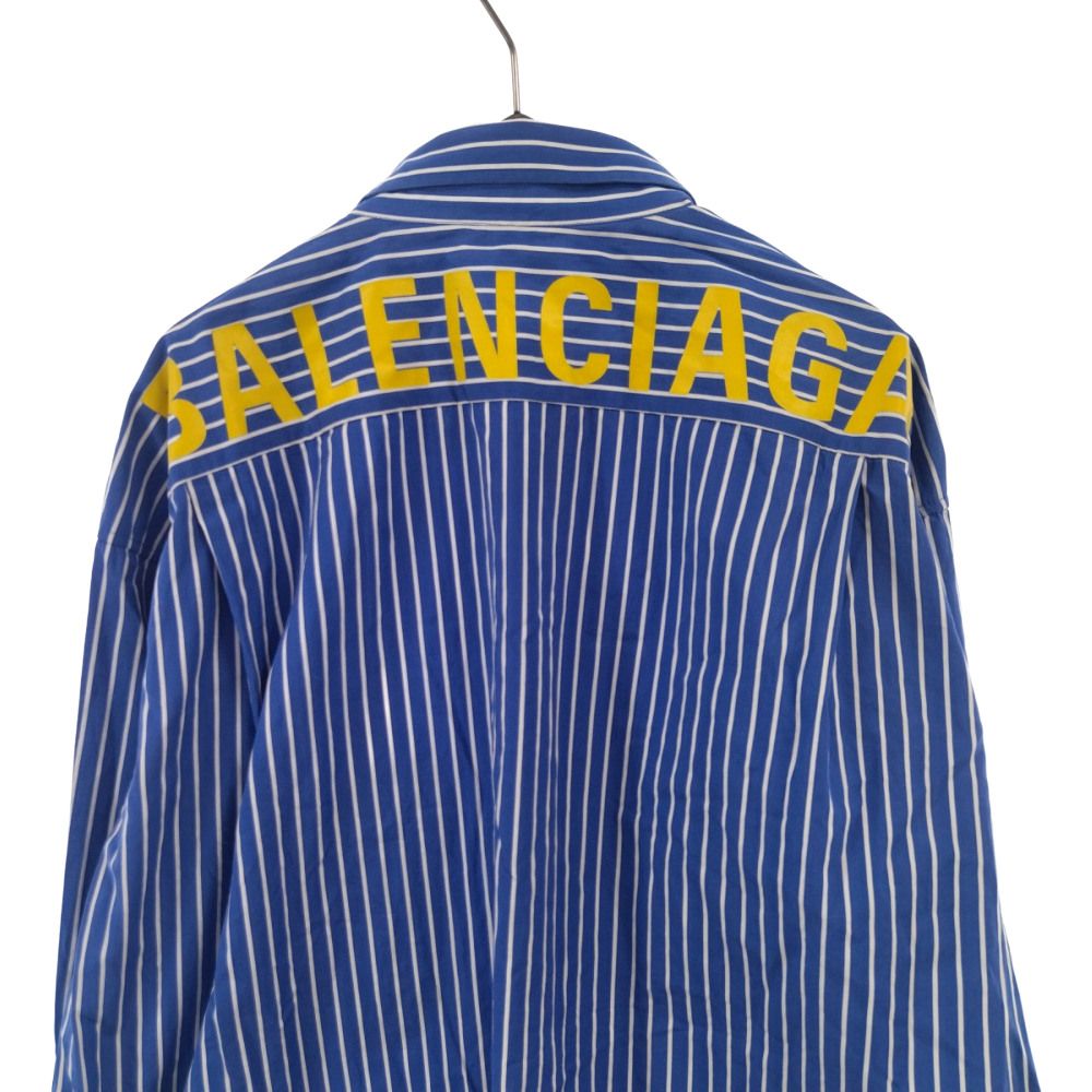 バレンシアガ BALENCIAGA　バックロゴストライプオーバーサイズ長袖シャツ
