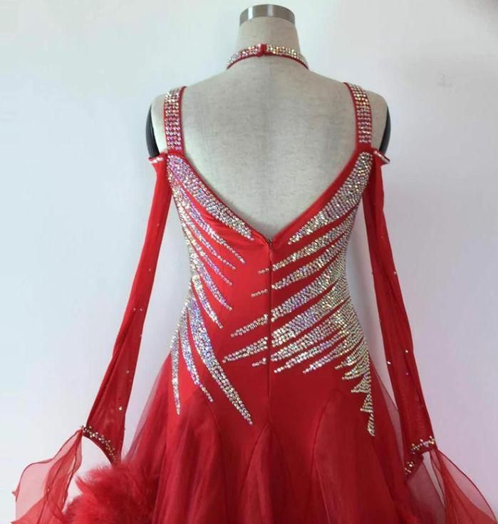 オーダーメイド　社交ダンス衣装　スタンダードドレス オーダーメイド社交ダンス衣装羽根 スタンダードドレス オフショルダー