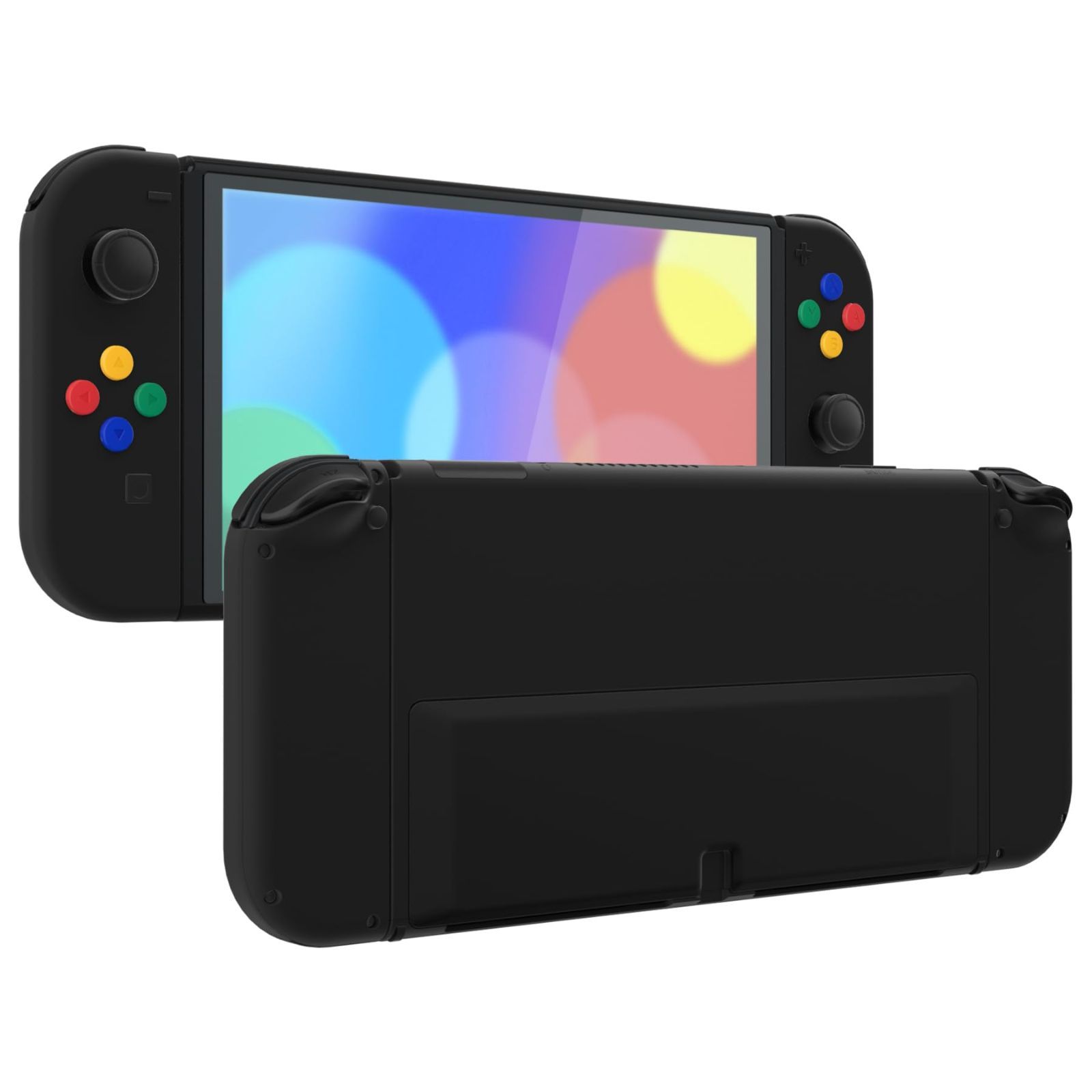 ブラック 本体ではない-eXtremeRate switch oledに対応用バックプレートu0026PCスイッチ 背面スタンド、switch 有機elに対応用スイッチ ジョイコンハンドヘルドコントローラーハウジング、キックスス