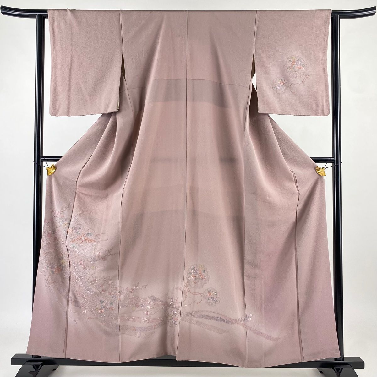 訪問着 身丈165.5cm 裄丈68cm L 袷 御所車 松竹梅 蘇州刺繍