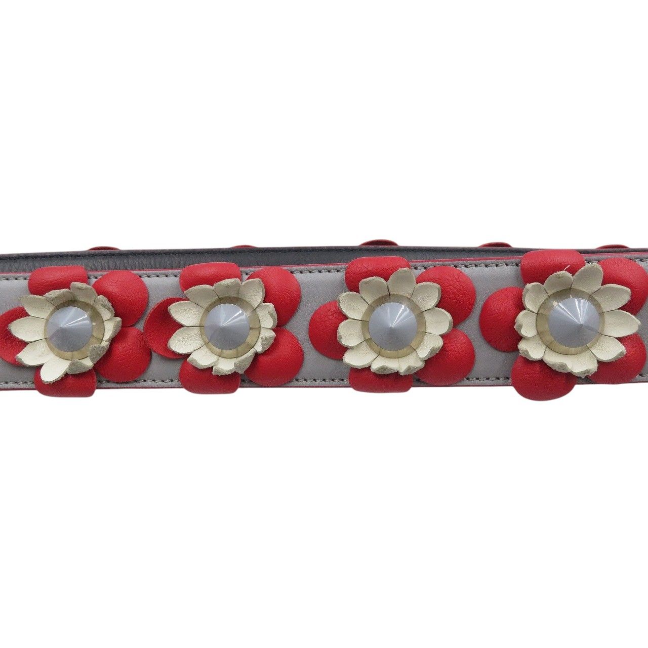 SALE FENDI ストラップユー　花モチーフ付きストラップ フェンディ ストラップユー 花 レザー レッド グレー ホワイト