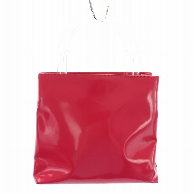 MalkO PRADA プラダ ハンドバッグ クリアハンドル エナメル プラダ PRADA クリアハンドルハンドバッグ エナメル ピンク クリア