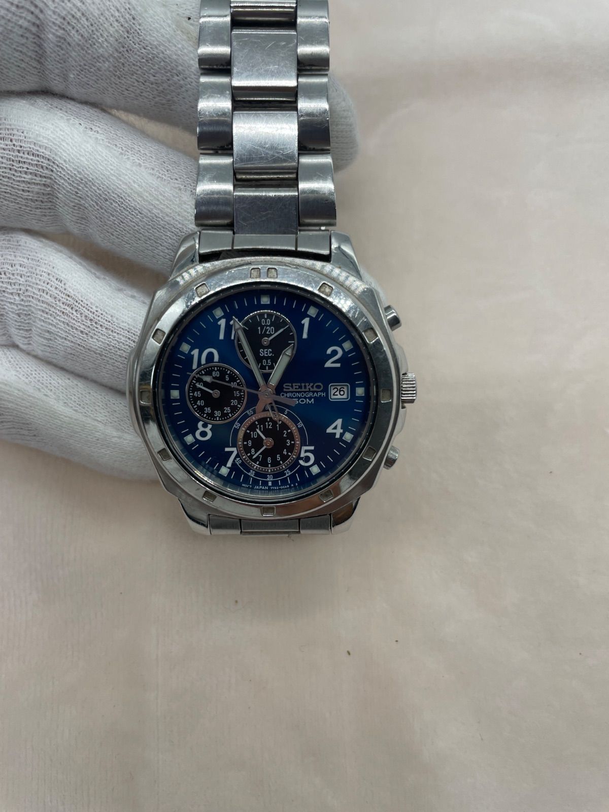 SEIKO セイコー クロノグラフ 7T92-0CA0 ブルー文字盤 SEIKO セイコー クロノグラフ 7T92-0CA0 ブルー文字盤 - メルカリ