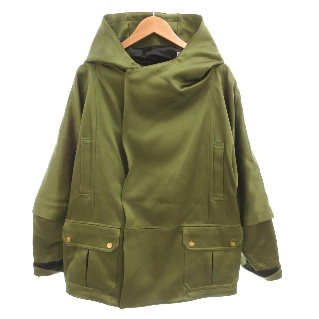 ダンヒル dunhill 近年 ジャケット フード 裾ドロスト XS 緑 グリーン  