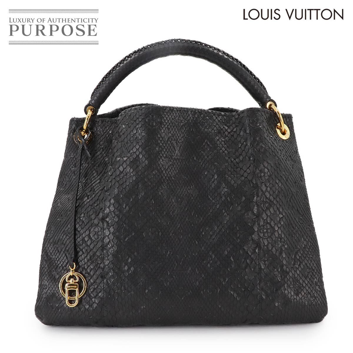 ♥ 展示品 ルイ ヴィトン LOUIS VUITTON パイソン モノグラム アーツィー MM ショルダー バッグ エキゾチックレザー ノワール 90294383