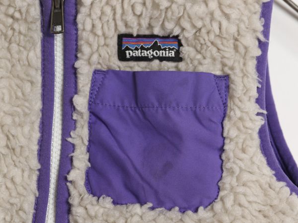  な ! パタゴニア レトロX フリース ベスト キッズ ベビー 4歳 100 cm 古着 14年製 アウトドア ボア パイル フルジップ 子ども 重ね着 ナチュラル ベスト トップス