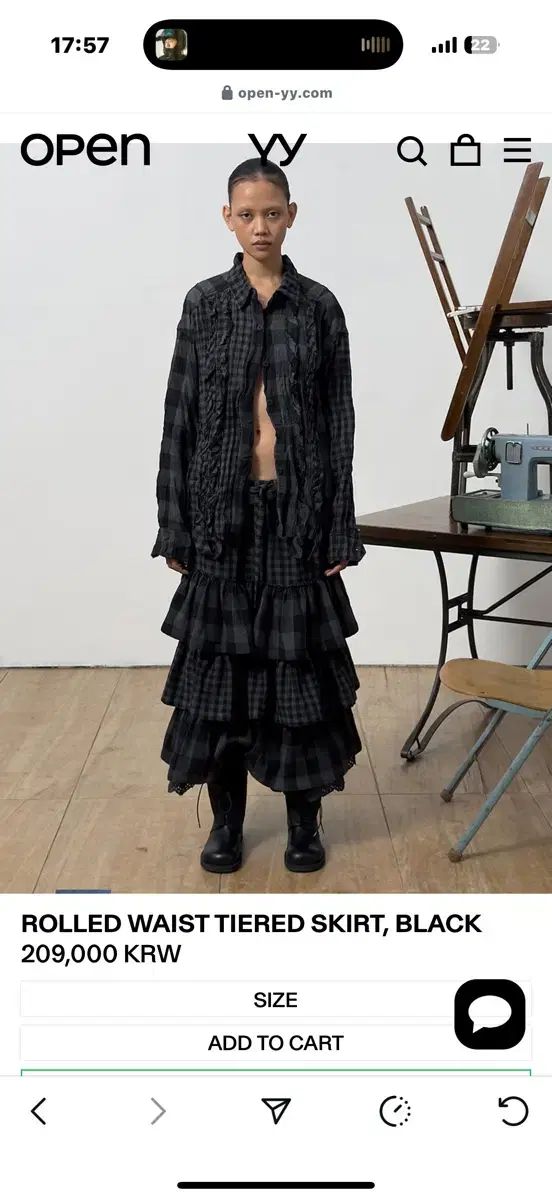 open yy rolled waist tiered skirt オープンワイワイ