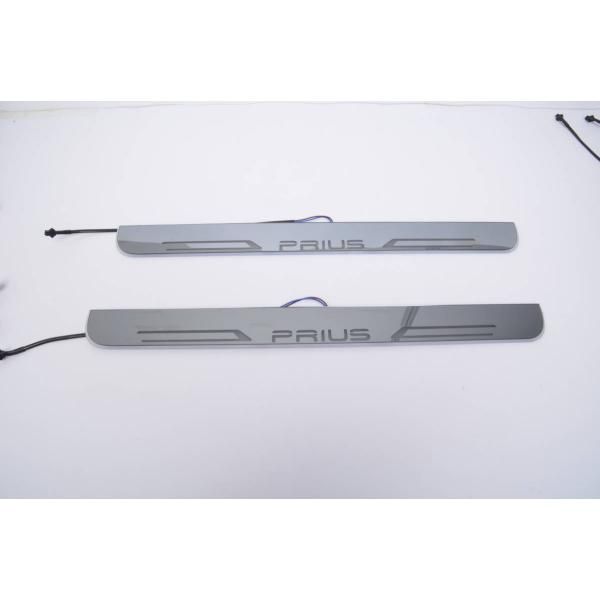 PRIUS プリウス 50系 LEDスカッフプレートホワイト ブルーlサイド 保護ステップ ガード4枚フルセット BRIGHTFACE_UK