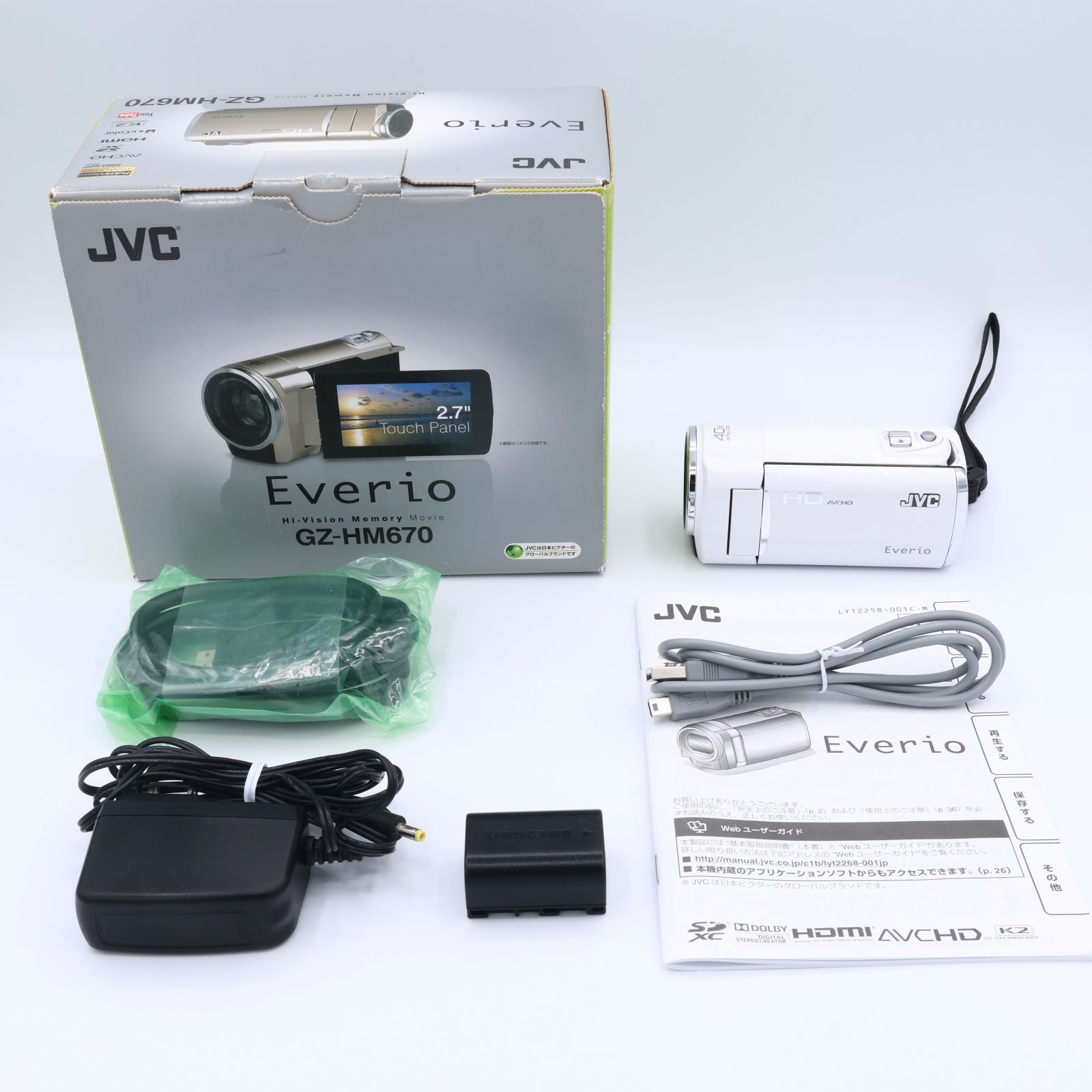 JVCケンウッド JVCKENWOOD 32GBフルハイビジョンメモリームービー ホワイト GZ-HM670-N 251014_136F0118