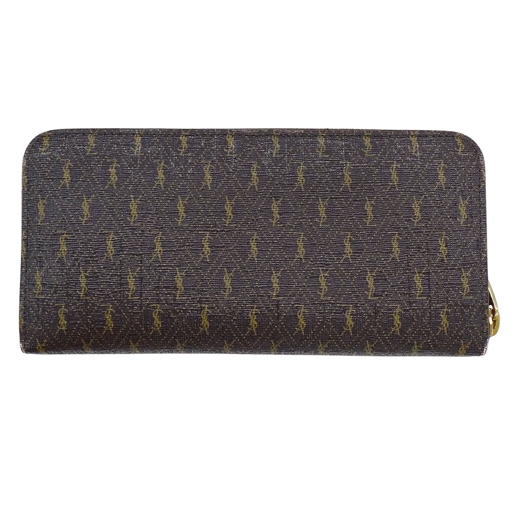 サンローラン SAINT LAURENT 財布 レディース メンズ ブランド 長財布 レザー ブラウン ゴールド金具 ラウンドファスナー YSLロゴ【】