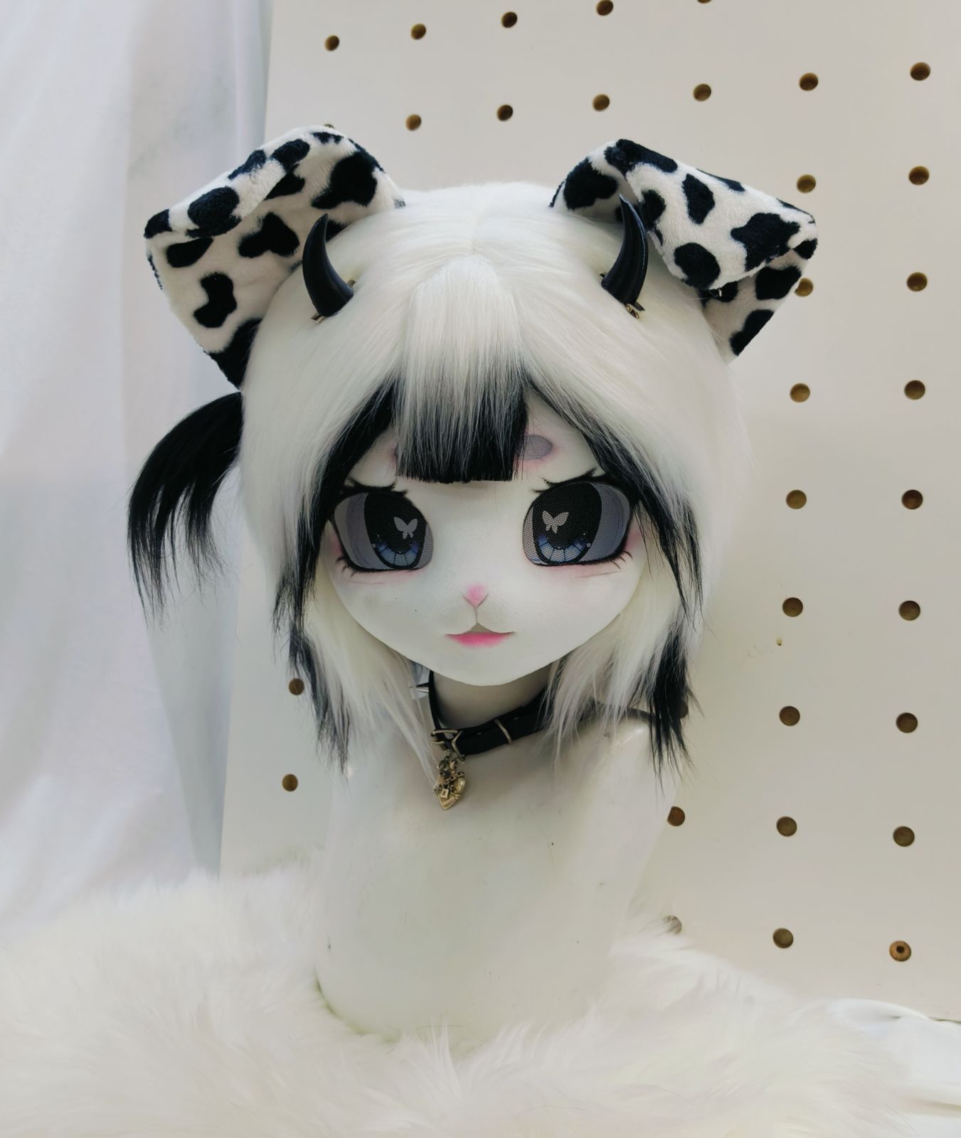 着ぐるみヘッド ファースーツ 犬 黒白 全頭ヘッド ケモノ マスク 