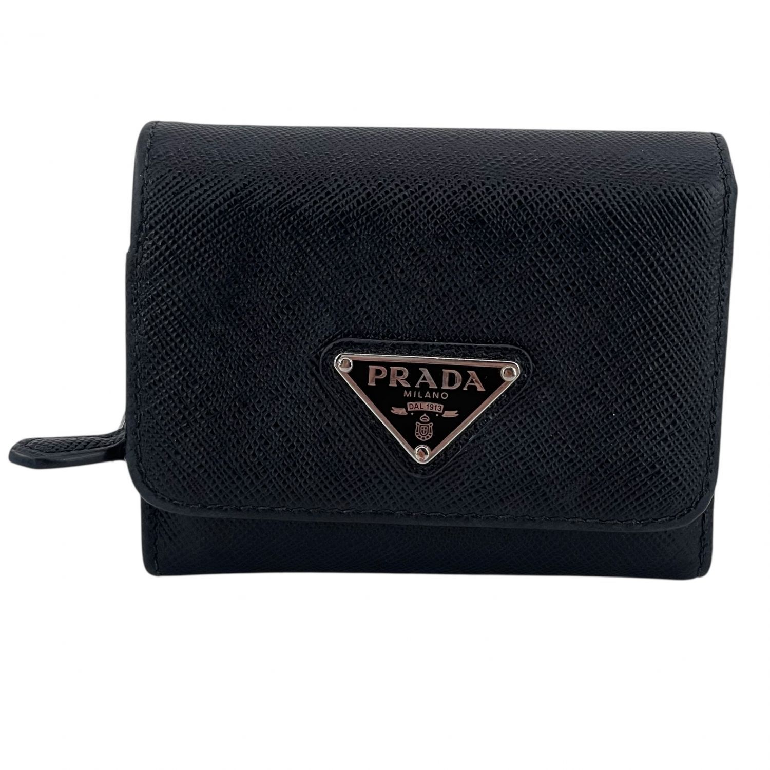 PRADA プラダ サフィアーノレザー 1MH044 3折財布 コンパクトウォレット ブラック ウィメンズ 25012733 KJ