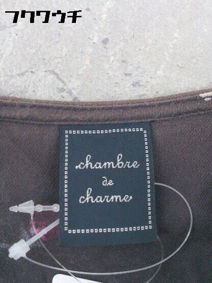 ◇ ◎ chambre de charme シャンブルドゥシャーム 総柄 長袖 膝下丈 ワンピース サイズF ダークグレー系 マルチ レディース 【1002801164782】