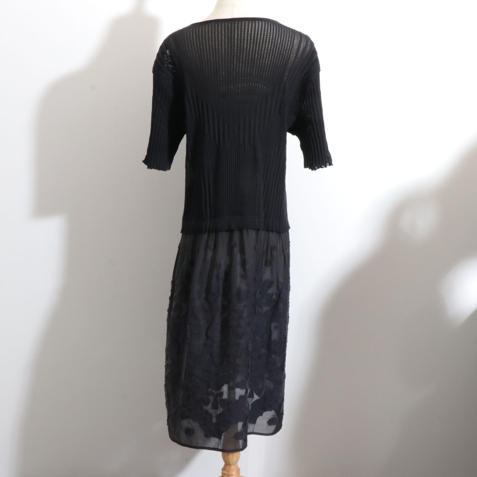 美品【ヒロコビス】HIROKO BIS 11号L 長袖ワンピース ブラウス 膝丈 ☆訳あり☆ HIROKO BIS ヒロコビス ワンピース 膝丈 半袖 シアー