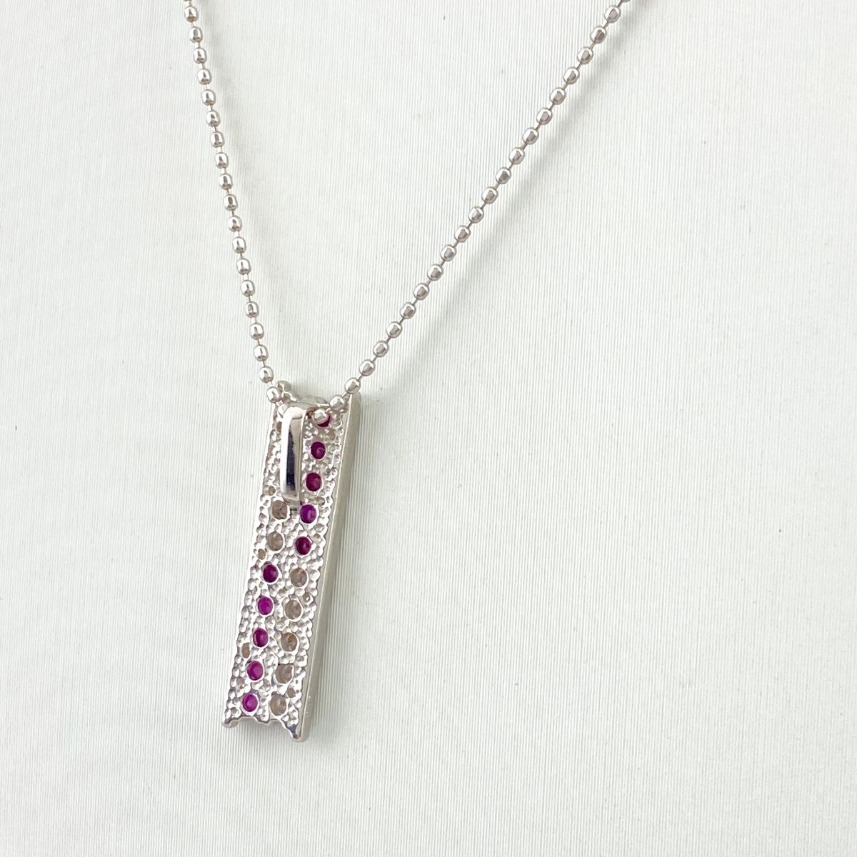 ルビー デザインネックレス WG ホワイトゴールド ペンダント メレダイヤ ダイヤモンド ネックレス K18 WG ルビー レディース