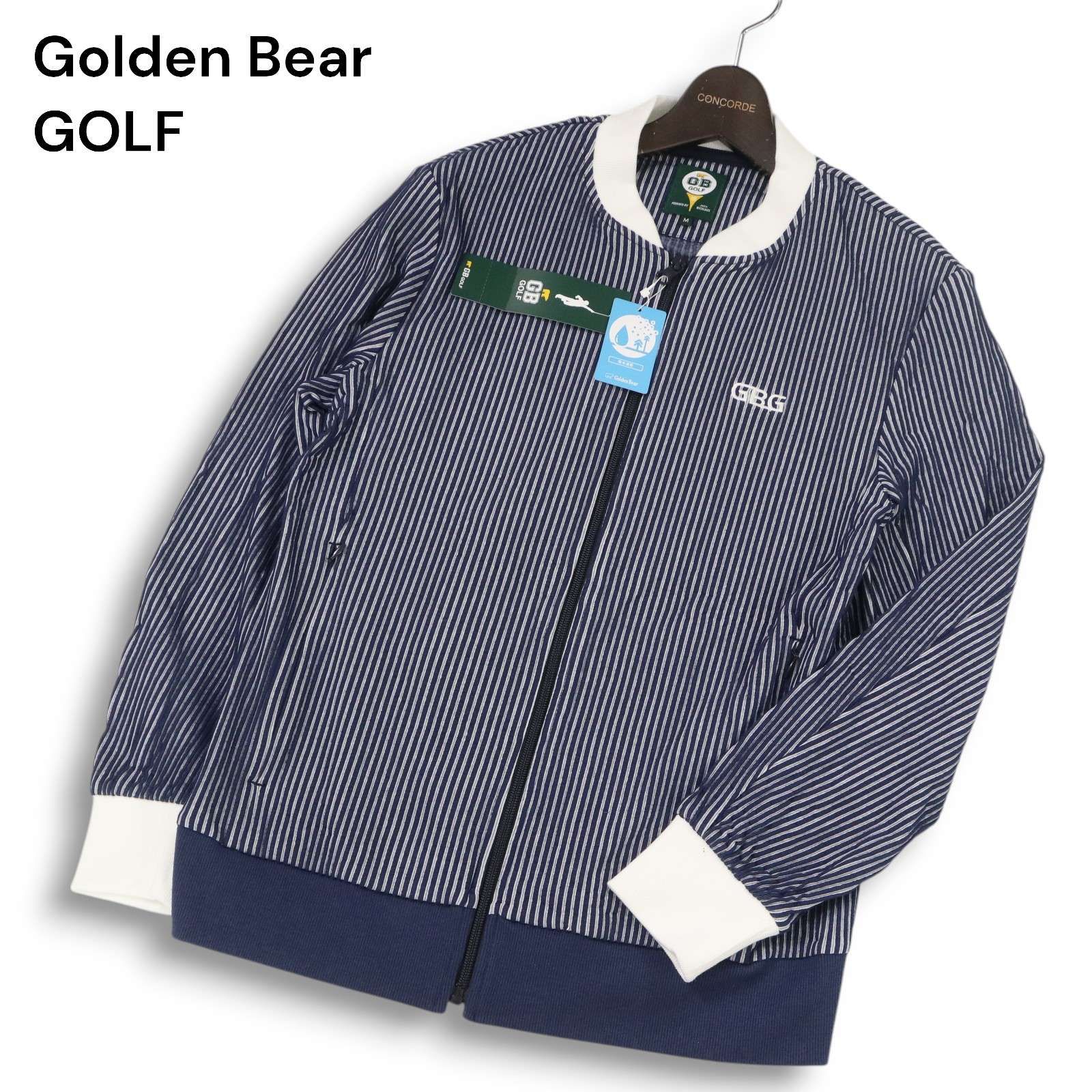 【新品 24SS】 GB GOLF ゴールデンベア ゴルフ 通年★ サッカー ストライプ MA-1 ジャケット ブルゾン Sz.L メンズ 未使用 新品 24SS】 Golden Bear GB GOLF ゴールデンベア ゴルフ 春夏