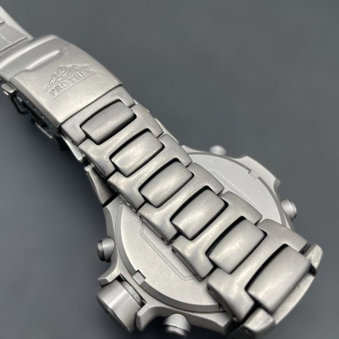 動作OK】CASIO PRT-3000 チタン プロトレック ツインセンサー（気圧