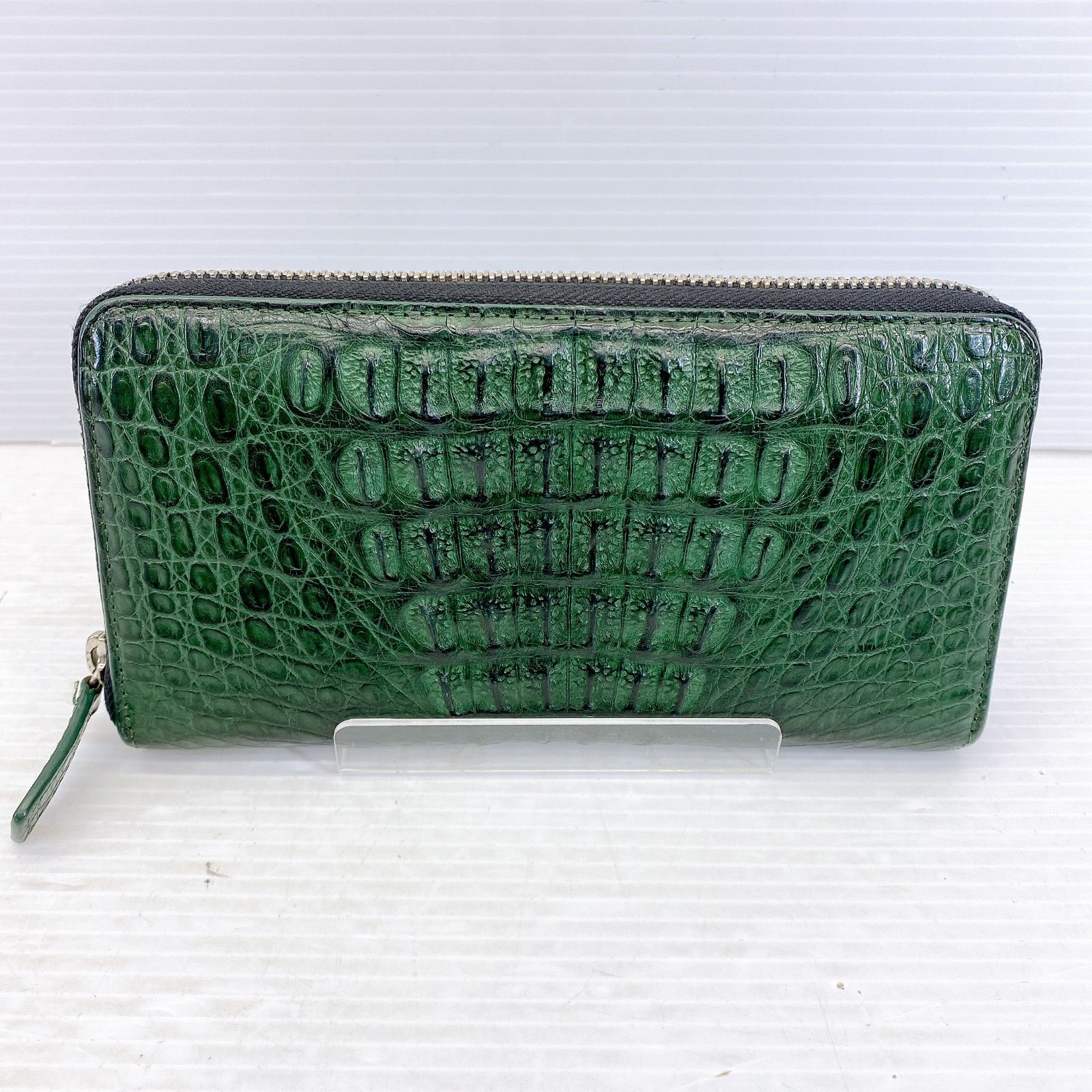 □GODANE ゴルダ クロコダイルレザー 長財布 緑色系 中古品□ - メルカリ