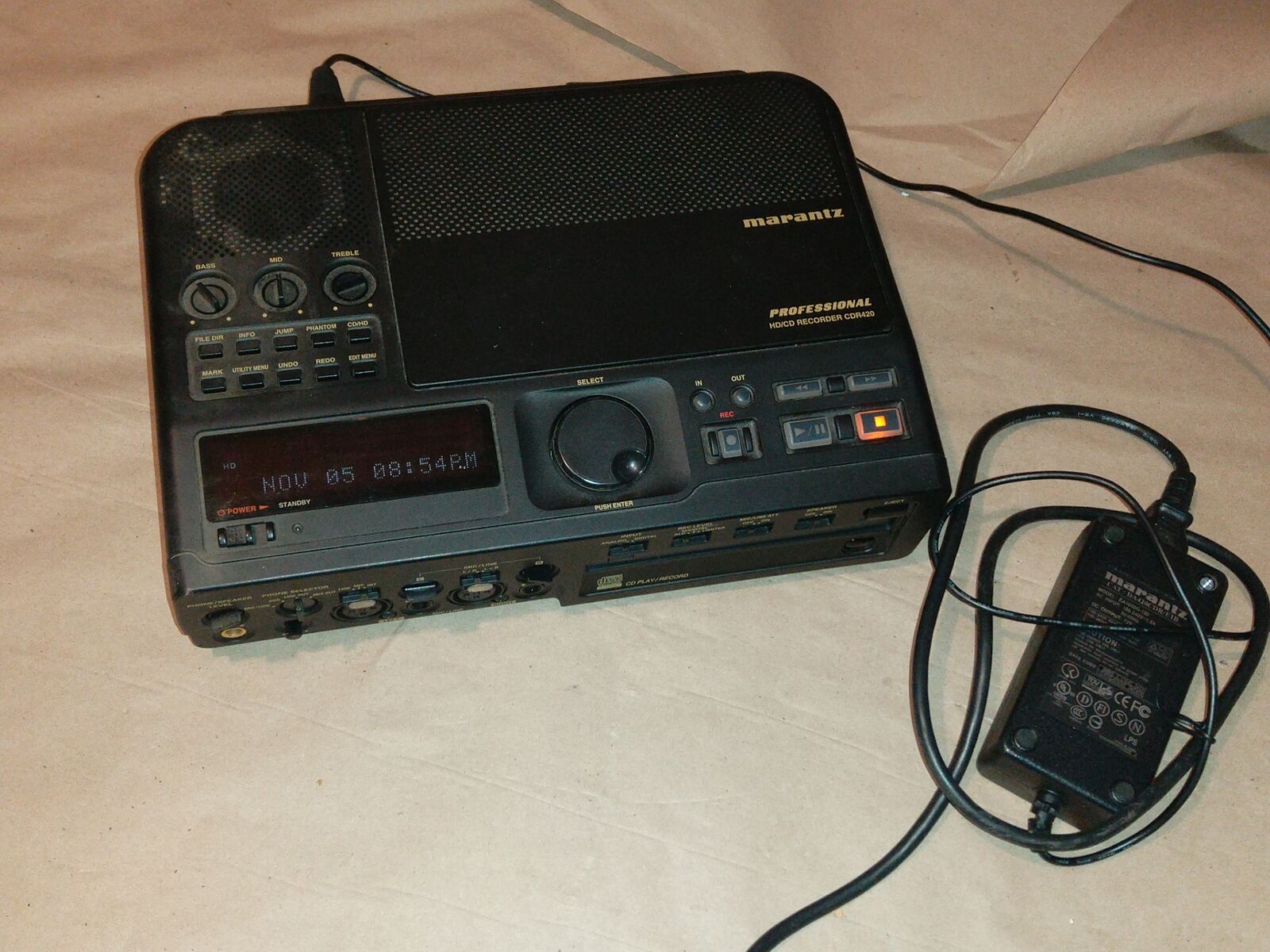 Marantz CDR-420 PTABLE hard disk recorder CD/MP3 burner+AC power adapter