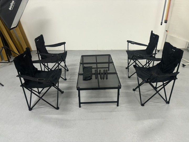 アウトドア折りたたみテーブルセット チェア4脚付き sl-kz120＆sl-yz800-bk 4
