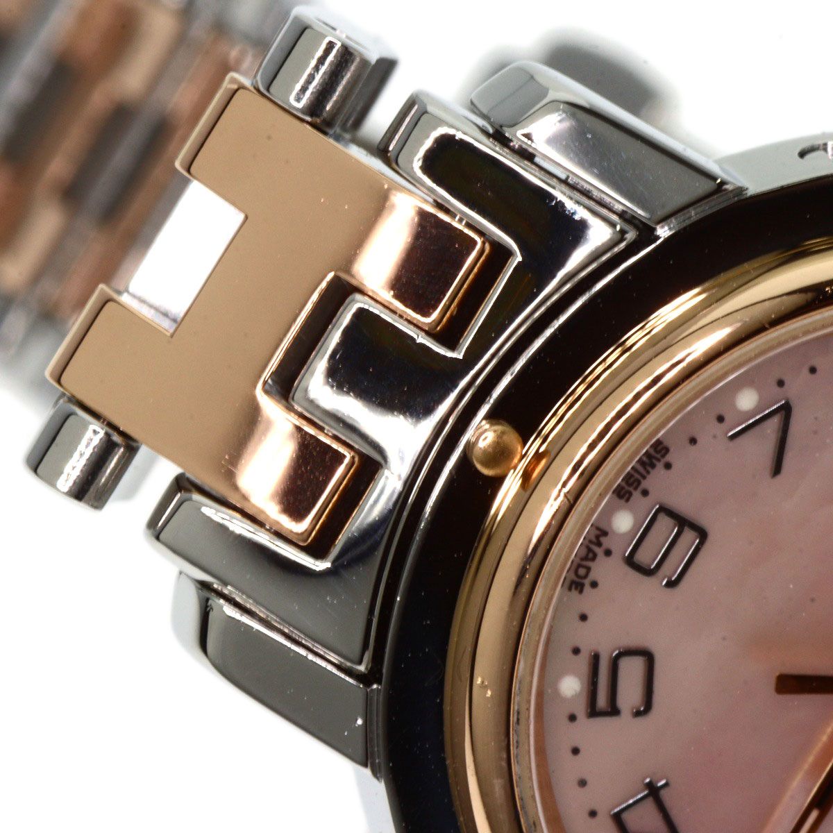 HERMES エルメス CL4.221 クリッパー ナクレ 新バックル 腕時計 SS
