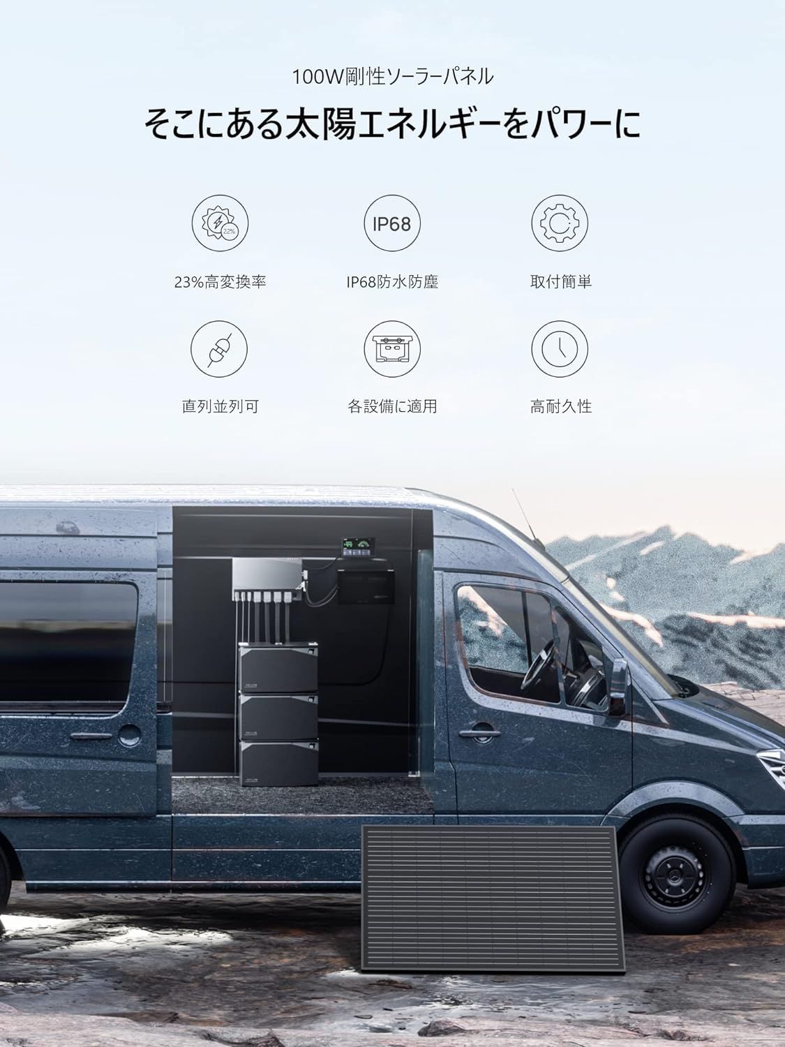 開封済み・未使用品】EcoFlow 100Wソーラーパネル 2枚セット EF-SG