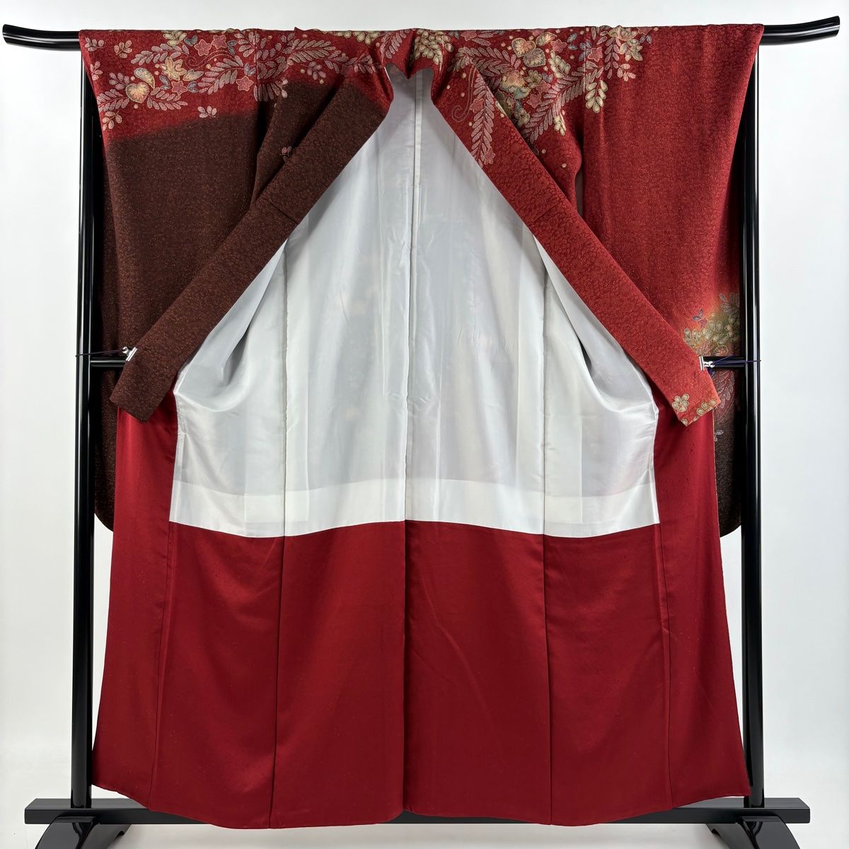 3559)着物　袷　振袖　正絹　美品　身丈159cm 振袖 身丈159cm 裄丈68.5cm L 袷 やまと 辻が花柄 金彩 金通し
