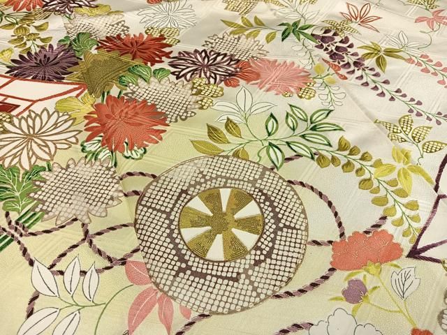 平和屋着物○豪華振袖 御所車花蝶文 暈し染め 金彩 正絹 逸品