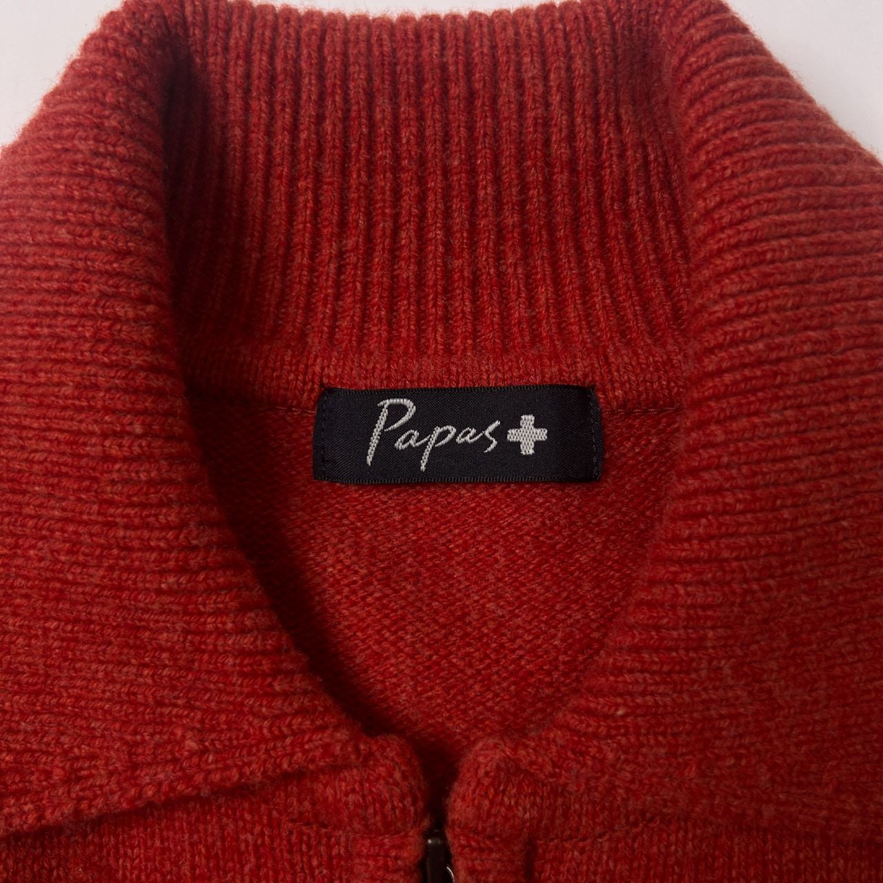 PAPAS＋ パパス ワッペン付き ハーフジップ ウールニット セーター L 