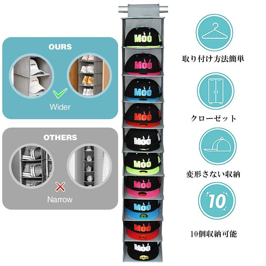 帽子 帽子収納 キャップ 収納ケース 2個セット 収納吊り下げ