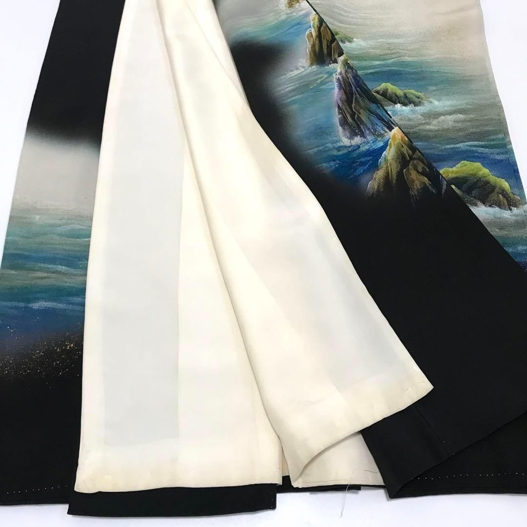 留袖]黒留袖 美品 正絹 五つ紋 比翼 笠原祥永 蝋彩染 京友禅 五つ紋 