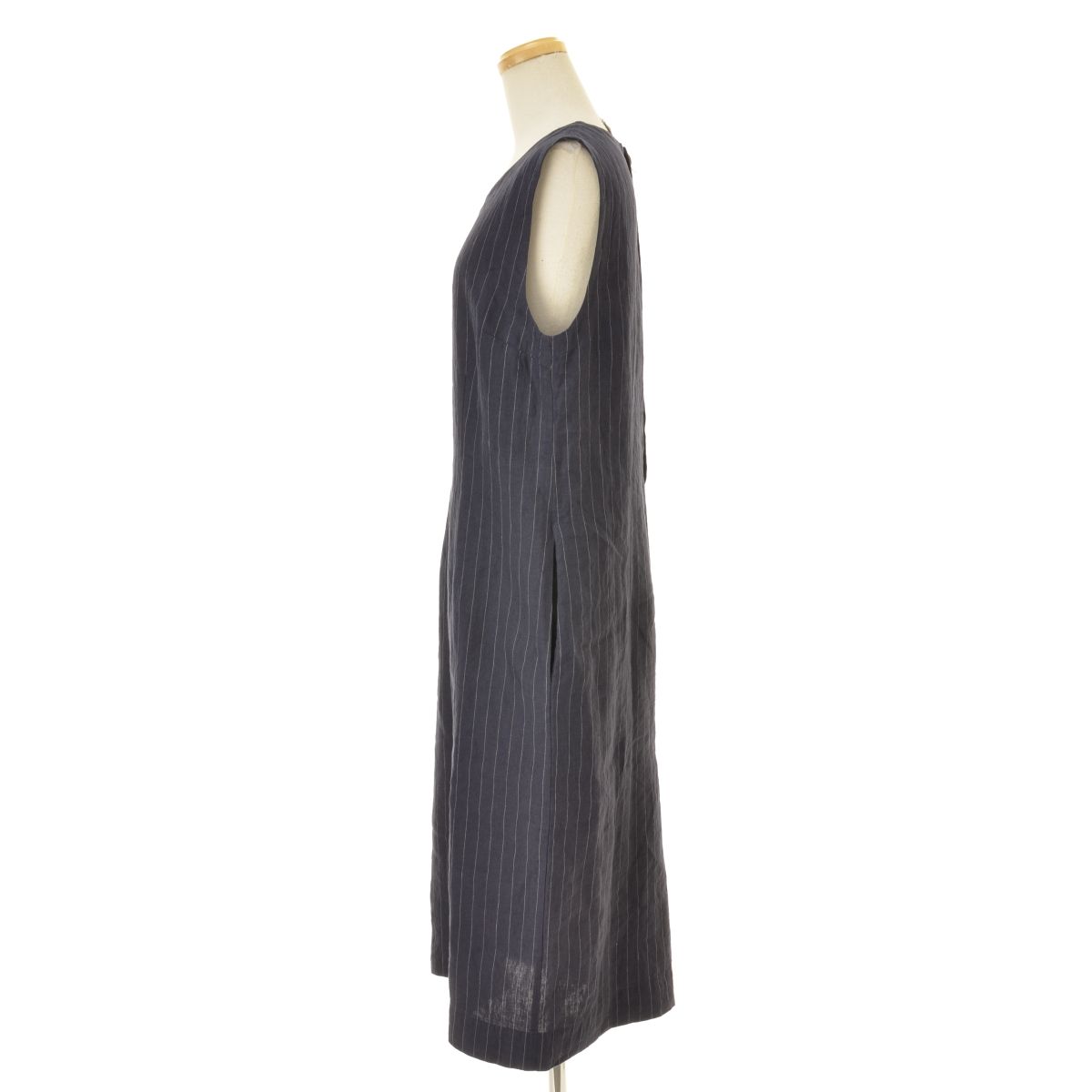 美品　MARGARETHOWELLリネン ロングワンピース コットンリネンロングシャツワンピース/洗える(ブラウス・シャツ