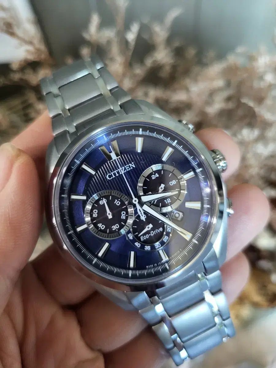シチズン Eco-Drive シルバー×ブラック メンズ腕時計 中古品 央4－26A