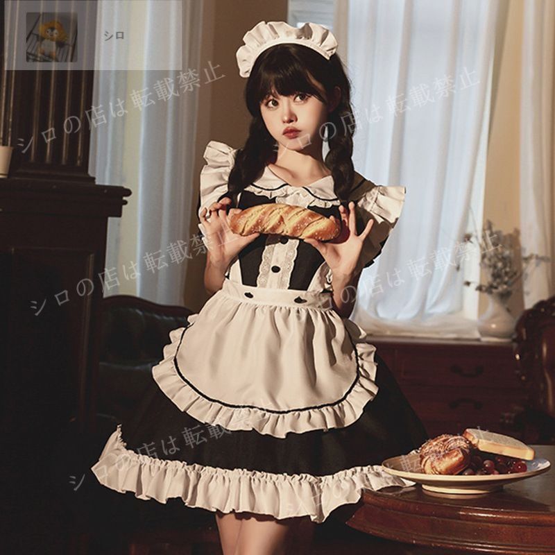 新品タグ付きコスプレ　ロリータ2点セット　サイズM メルカリでハロウィン Mサイズ】メイド服 コスプレ 衣装 ロリータ かわいい 胸開き 6点