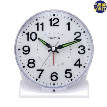 保土ヶ谷電子販売　FORMIA(フォルミア)　目覚まし時計　暗くなると光る　ホワイト　HT-A031W-WH