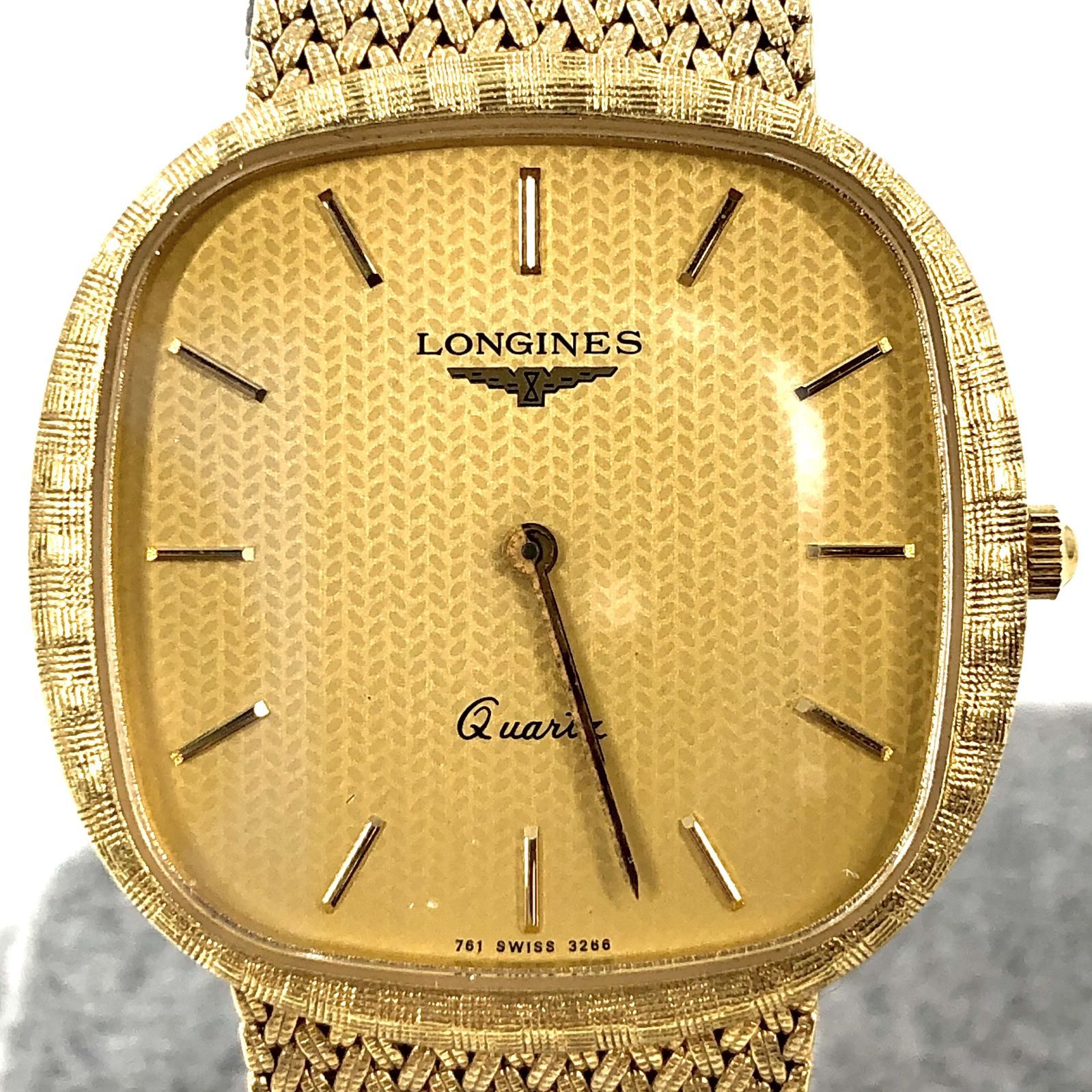 LONGINES ゴールド スクエア 時計 LONGINES ロンジン QZ/SS 761 3266 ゴールド メンズ腕時計 スクエア