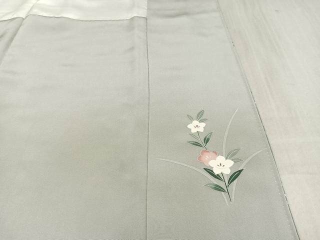 【高級訪問着】 枝花文　暈し染め　銀彩　ロング丈　 正絹　逸品✨No.064❤️ 平和屋着物□訪問着 作家物 流水枝花文 暈し染め 正絹 逸品