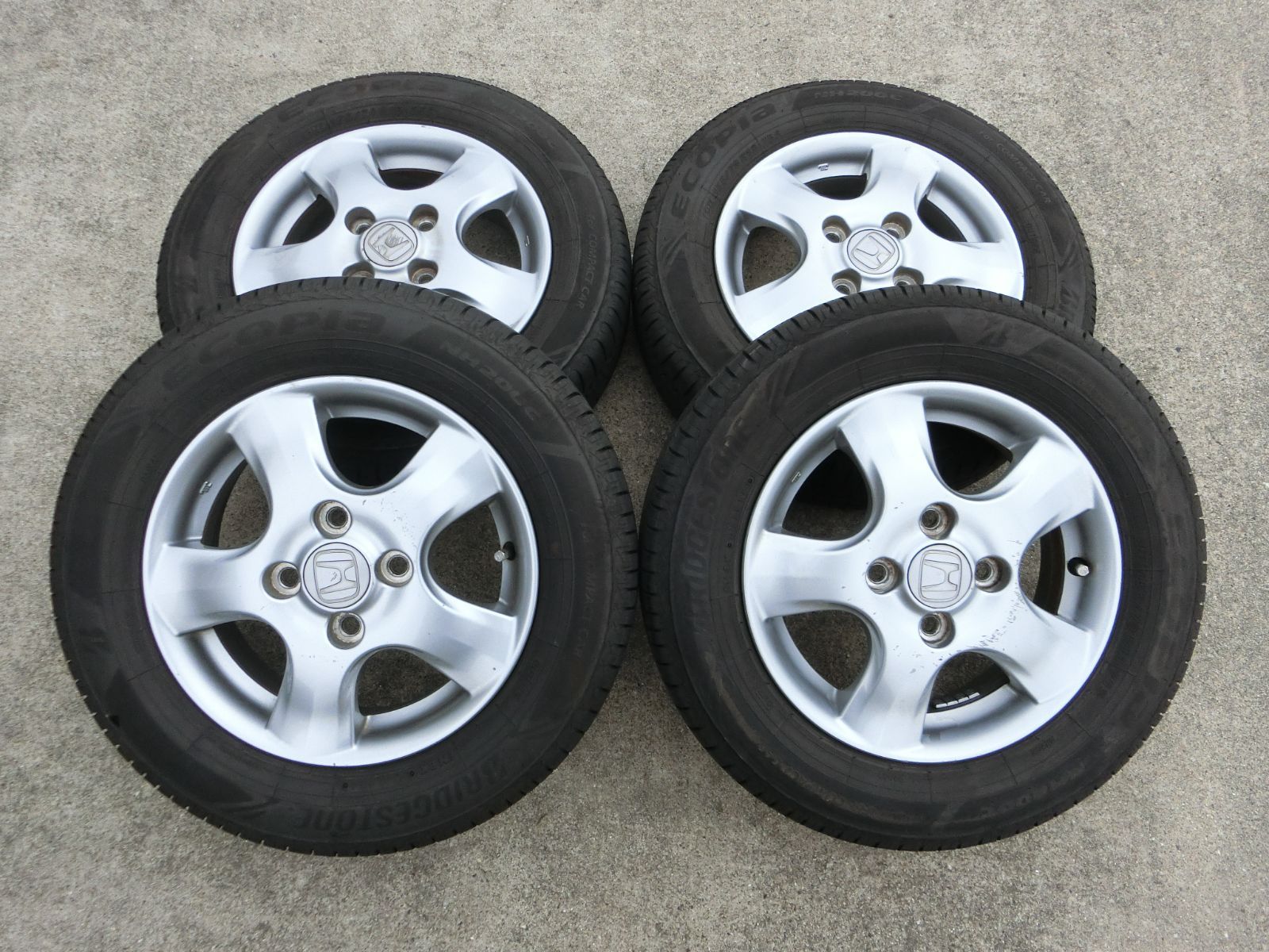 854 ホンダ 純正 13インチ アルミホイール 13×4.0B 45 PCD100 ハブ径 約56mm 4穴 4本セット 155 70R13 バモス 外し