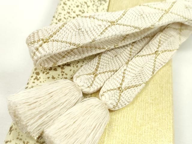 平和屋本店 上 有職組紐道明 帯締め 唐組 白×金 宮内庁御用 国立博物館御用 東京芸術大学御用 CXAA0632s5