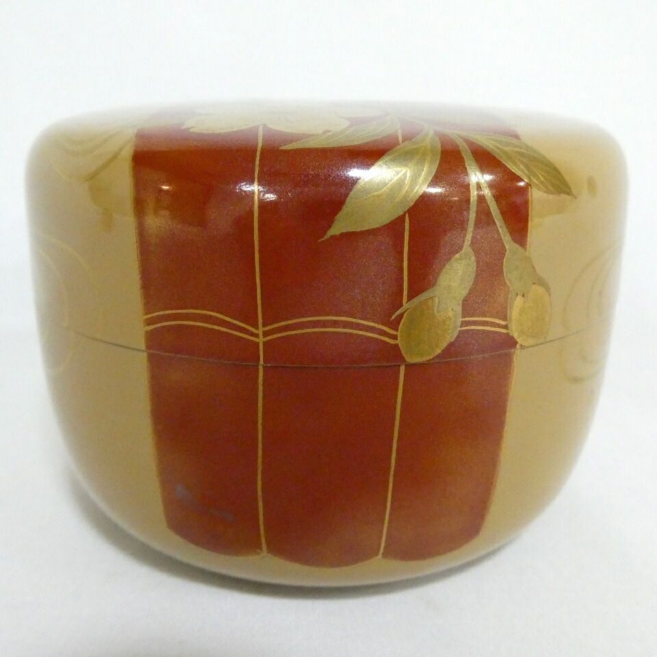 中村宗尹作 花筏白漆平棗