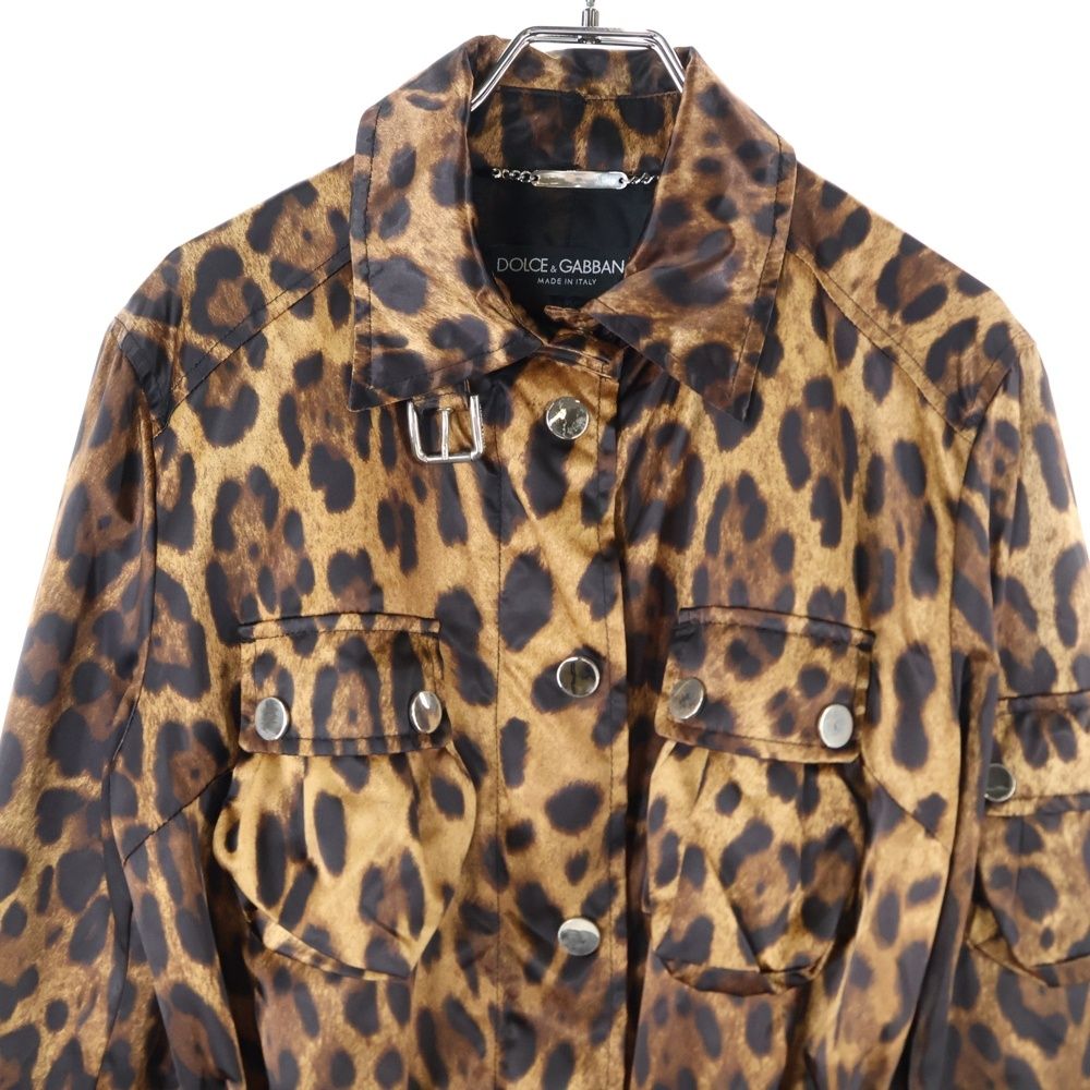 DOLCE &amp; GABBANA ドルチェアンドガッバーナ レオパード総柄 ナイロン マルチポケット ジップアップ ジャケット ブラウン F9236T DOLCE & GABBANA (ドルチェアンドガッバーナ) レオパード総柄 ナイロン